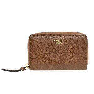 GUCCI Logo Zippy Mini Coin Case Wallet Leather Brown GHW Italy 65KB903